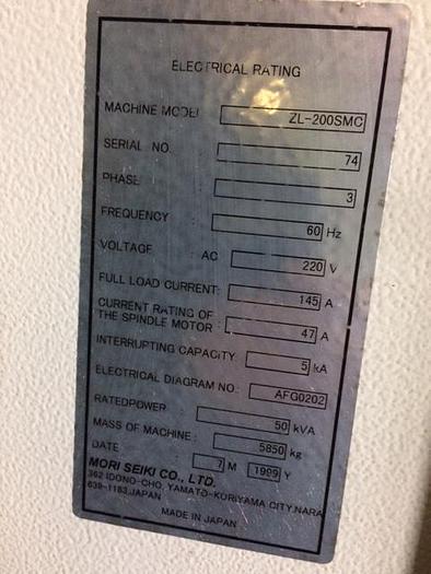 Used 1999 Mori Seiki ZL-200SMC-  Sub spindle, Live Tooling, Twin Turret