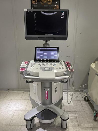 Gebraucht Siemens Acuson S1000 Ultraschallgerät mit Konvex-Sonde und Mitsubishi P95 Drucker