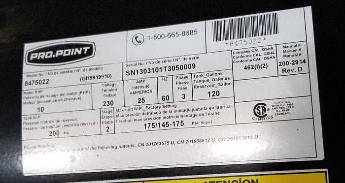 Used 2016 *SOLD* Compressor - ProPoint 8475022