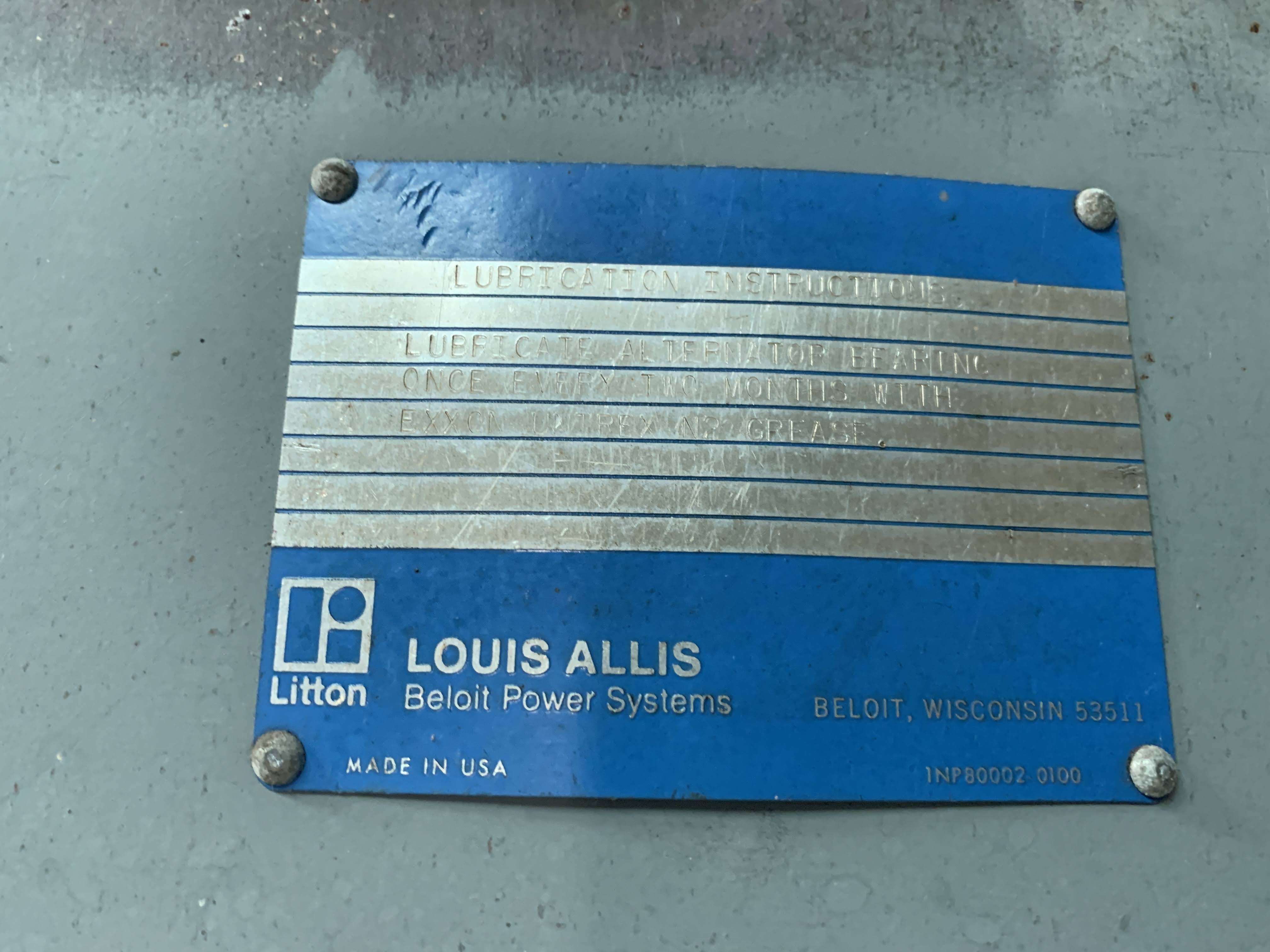 Used 1,000 kW Hydro-Electric Generating System; MFG 1985 by Teledyne / Louis-Allis