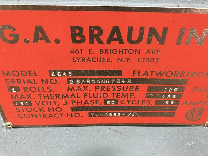 Used 2006 BRAUN 2 ROLL 48" X 120" STEAM IRONER
