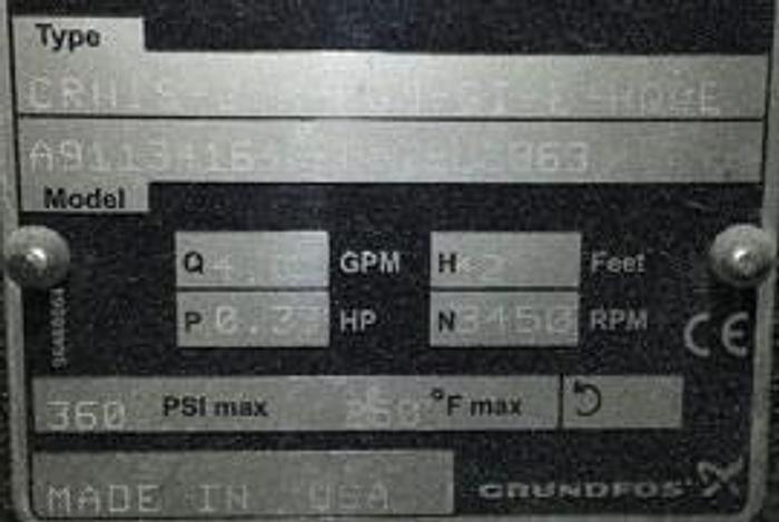 Used [UP-08] : 1/3HP Grundfos Vertical Centrifugal Pump