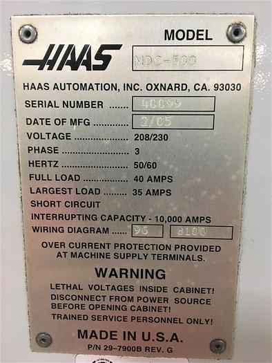 Used 2005 Haas MDC-500 Mill Drill Center