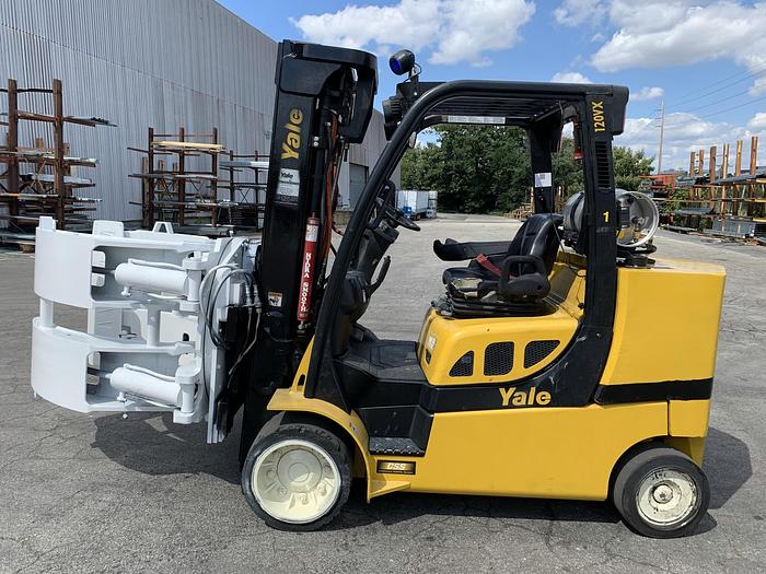 12,000 POUND YALE ROLL CLAMP TRUCK W/ 72" CLAMP YALE GLC120V...