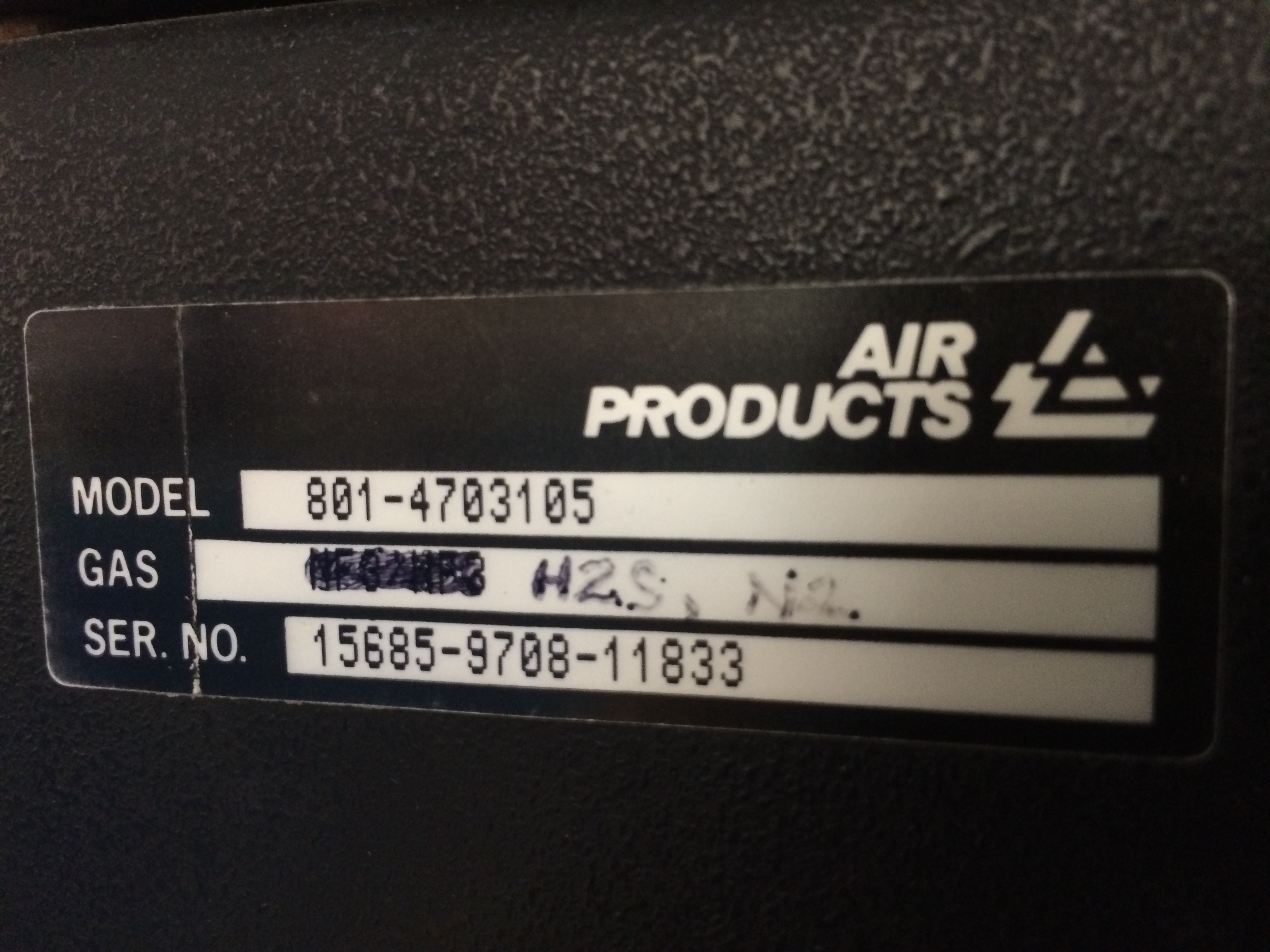 Used H2S Airproducts gasguard 250 Gas Cabinet