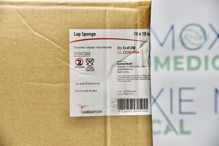 Cardinal Health 23250-400A - SPONGE, LAP, 18X18IN, X-RAY DETEC, 200/CS, IN-DATE