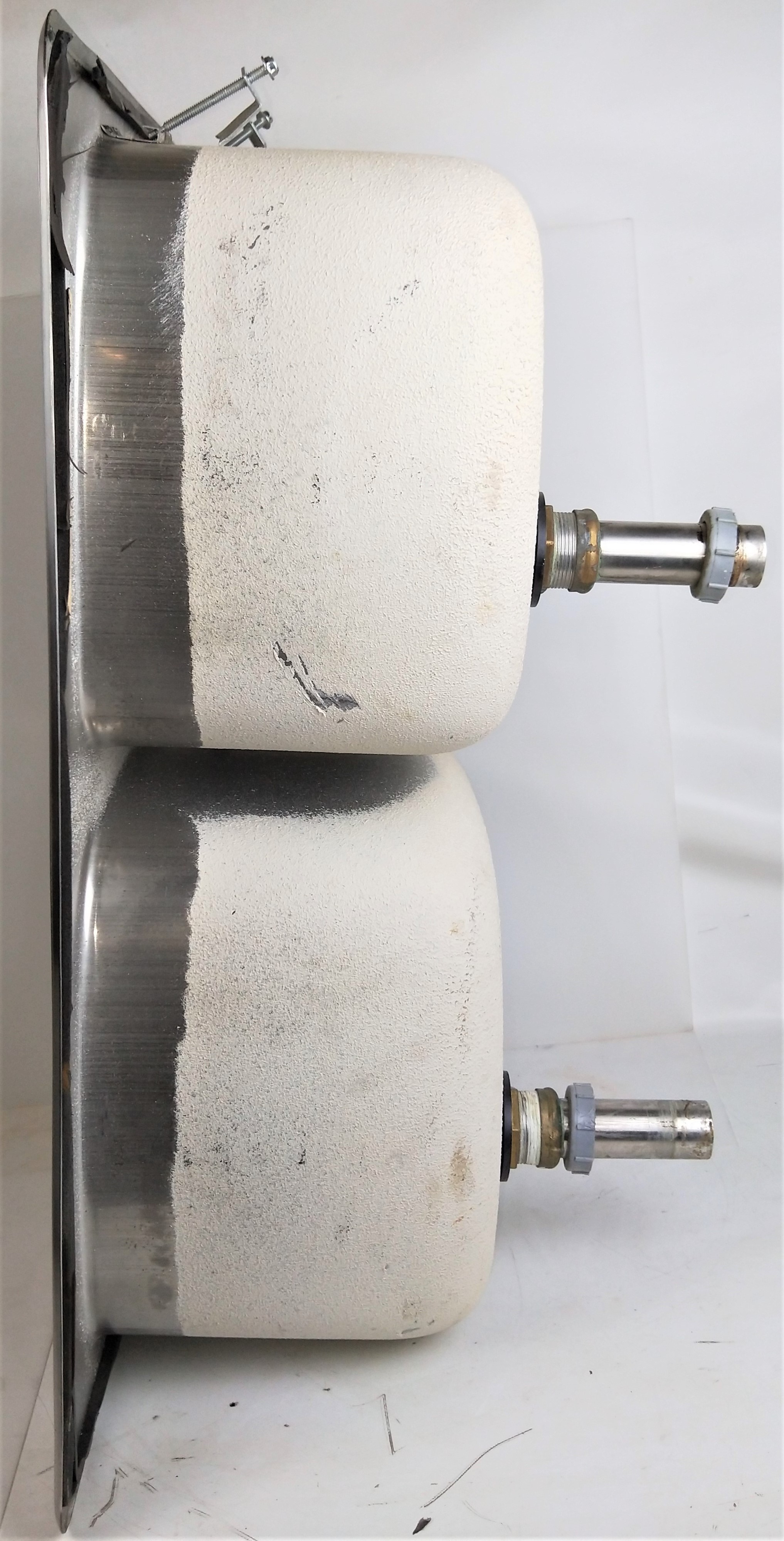 As is Franke Spillway Stainless-Steel Double Sink - 2 @ 14"W x 16"L x 9"D