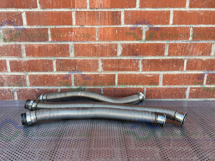 Used Stainless Steel   Flexible Vacuum 30" Hose w/ 3" Vacuum Fitting to 2" Threaded