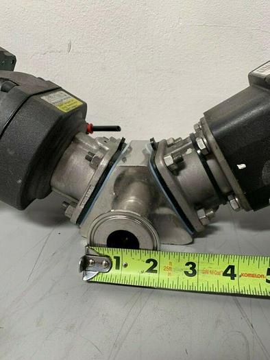 Used 2 ITT Sherotec 3-way Stainless Steel Valve w/ Position Monitors & 2" Fittings