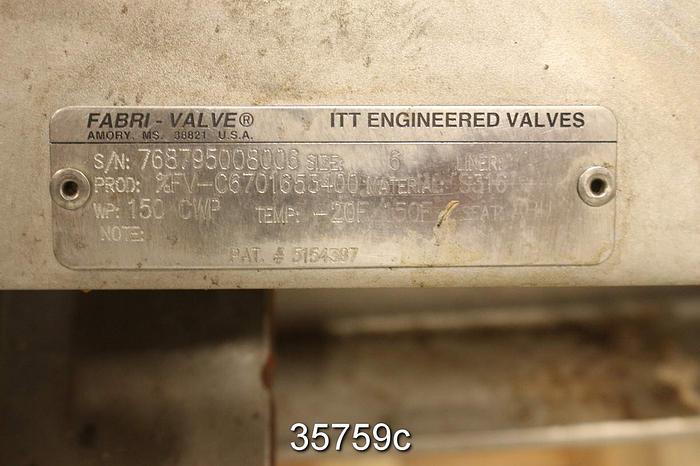 Used Fabri 6" Hand Operated Knife Gate Valve #35759