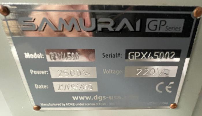 Used Samurai GPX 4500 Cutting Table, 2015