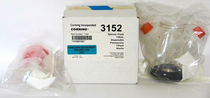 Corning 3152 Spinner Flask 125mL Disposable Polystyrene Sterile New (8042)W