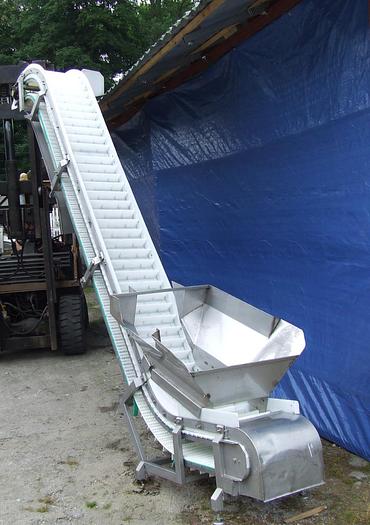 Used "Z" type conveyor with modular, sill, white belt - "CABINPLANT"