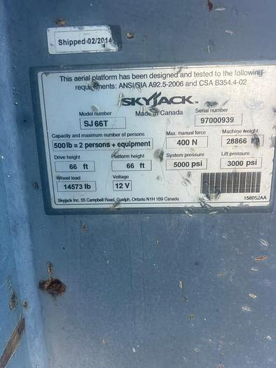 Used 2014 SKYJACK SJ66T