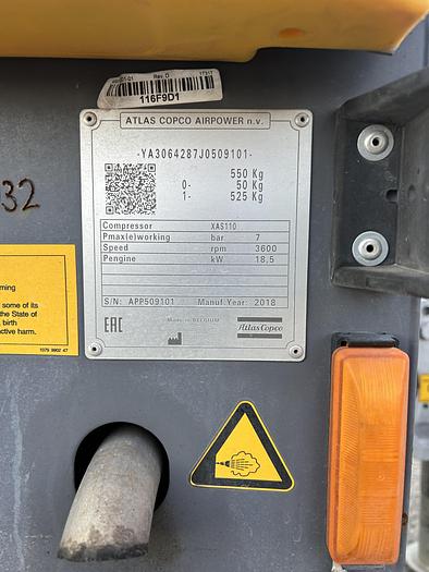 Used 2018 ATLAS COPCO XAS 110