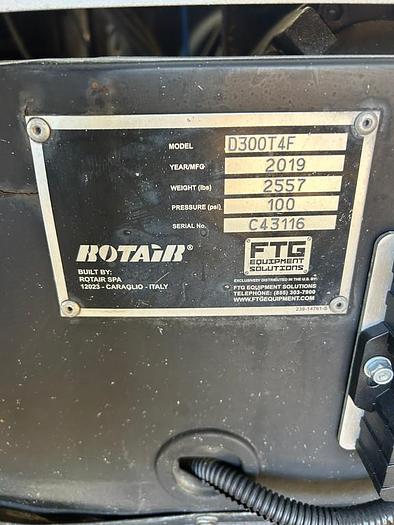 Used 2019 ROTAIR D 300 T4F AIR COMPRESSOR