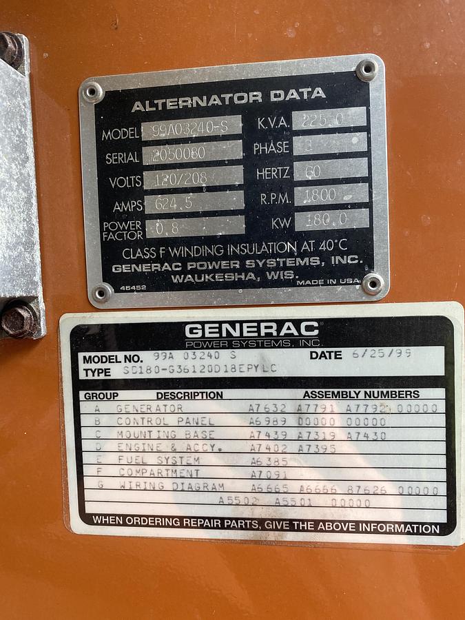 Used 1999 Generac 99AA03240-S