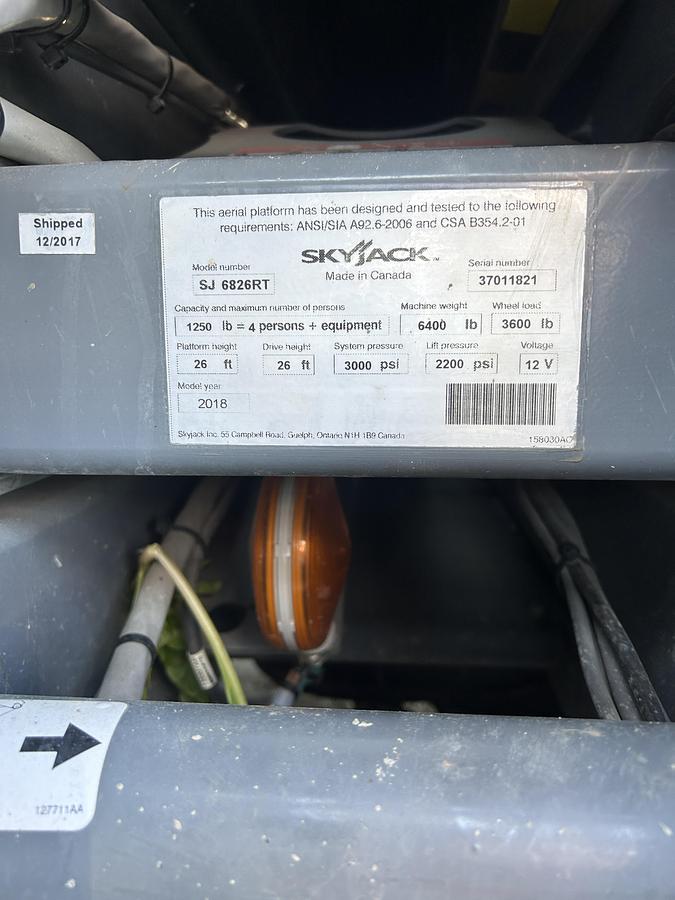 Used 2018 Skyjack SJ6826RT