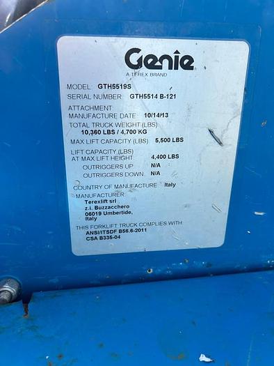 Used 2014 GENIE GTH-5519