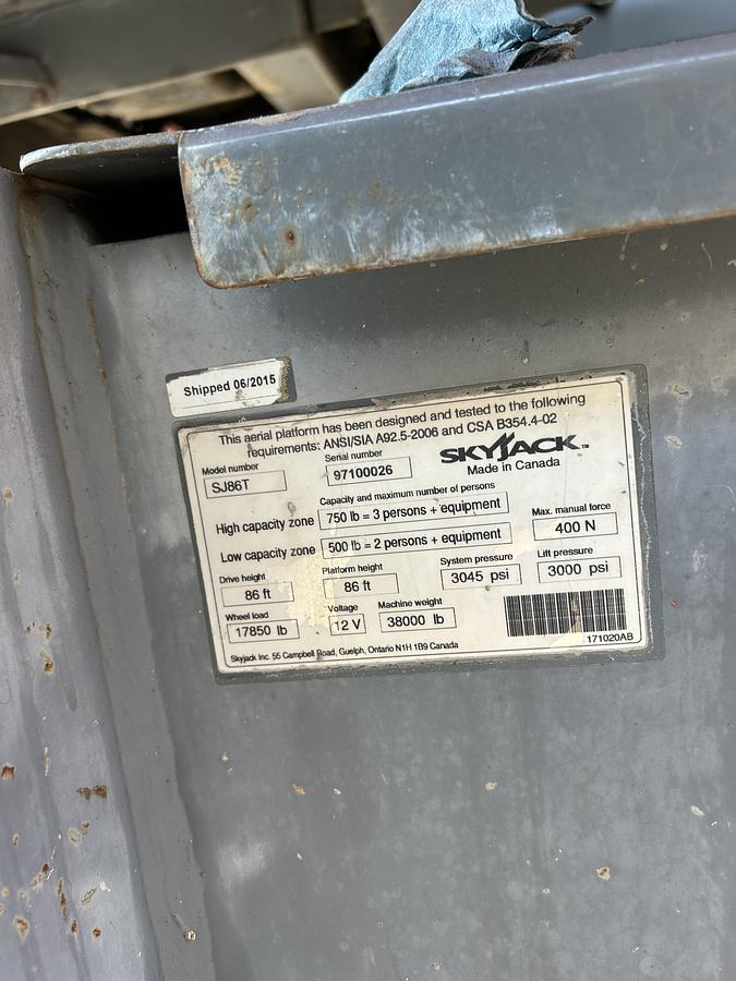 Used 2015 SKYJACK SJ86T