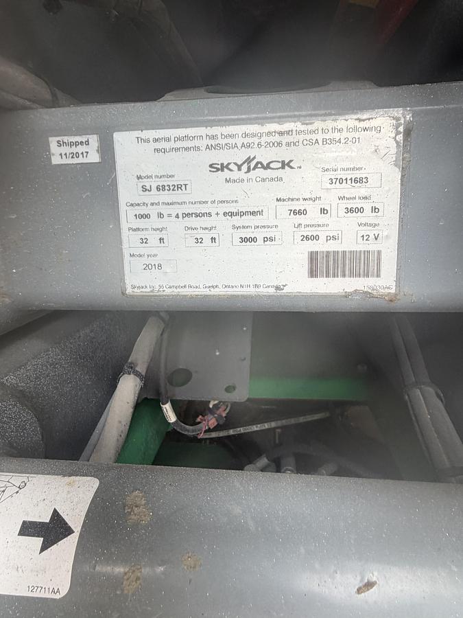 Used 2018 Skyjack SJ6832RT