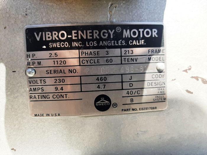 Used Screen, Sweco, 48", C/st, Single Deck, 2.5 HP #S744498