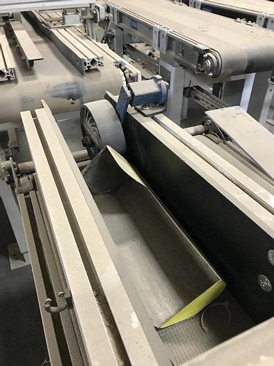 Used 20 INCH x 7 FT BELT CONVEYOR WITH ADJUSTABLE GUIDE SYSTEM WITH 1-HOLD DOWN ROLLER