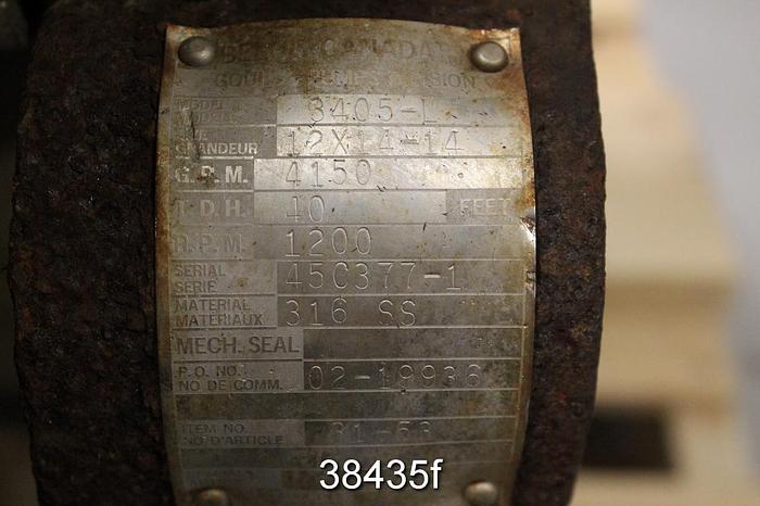 Used Goulds 3405 L 12x14x14 Pump, 4150 GPM, 40 TDH #38435
