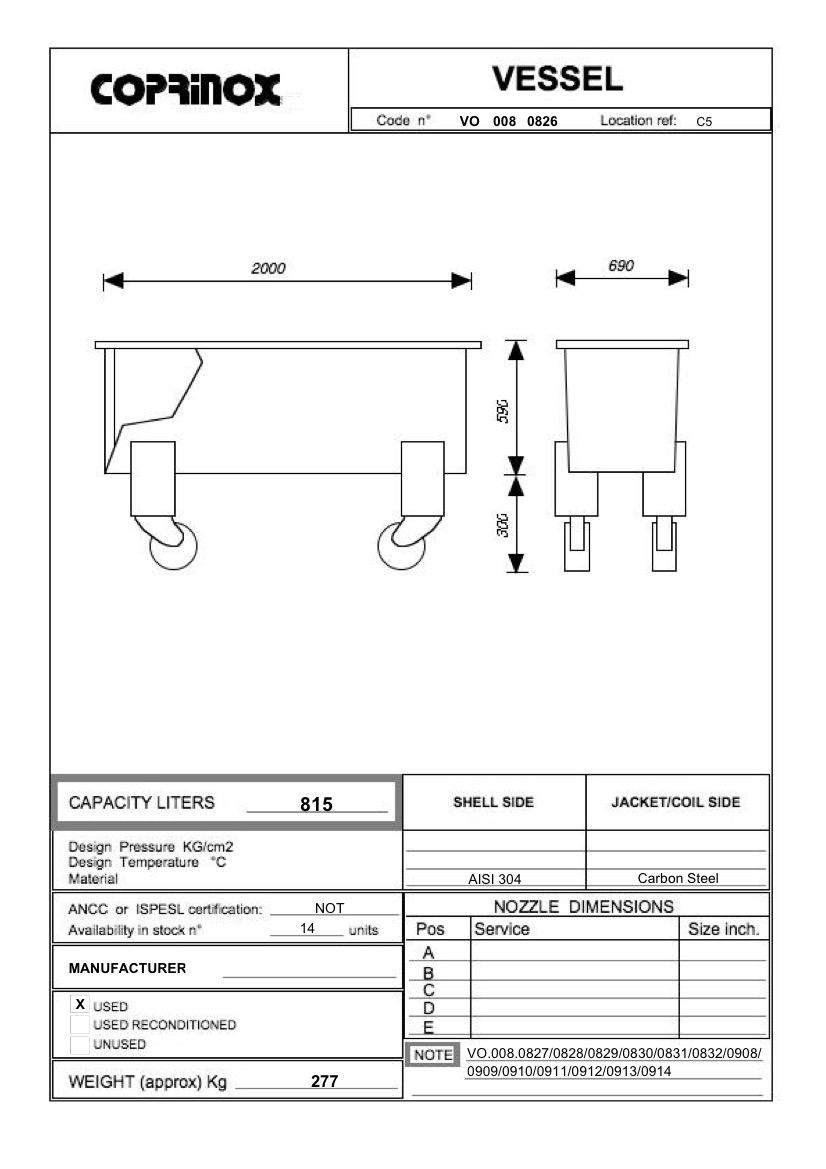 Usato Serbatoio  da 815 Litri