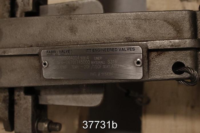 Used Fabri 4" Hand Operated Knife Gate Valve, C67 #37731