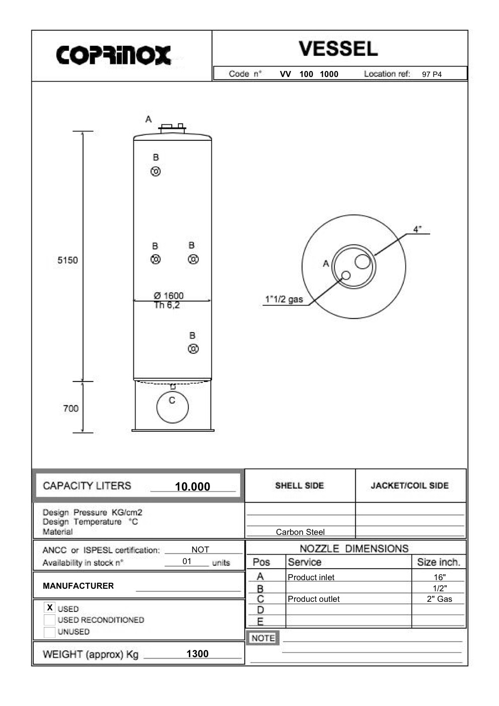 Usato Serbatoio  da 10000 Litri