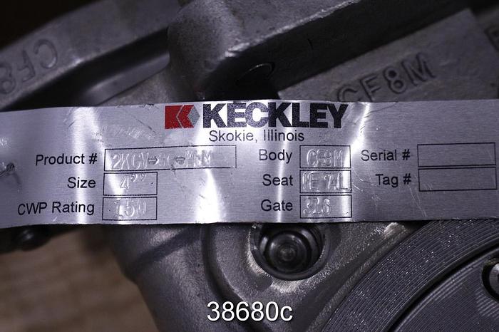Used Keckley 4" Hand Operated Knife Gate Valve #38680