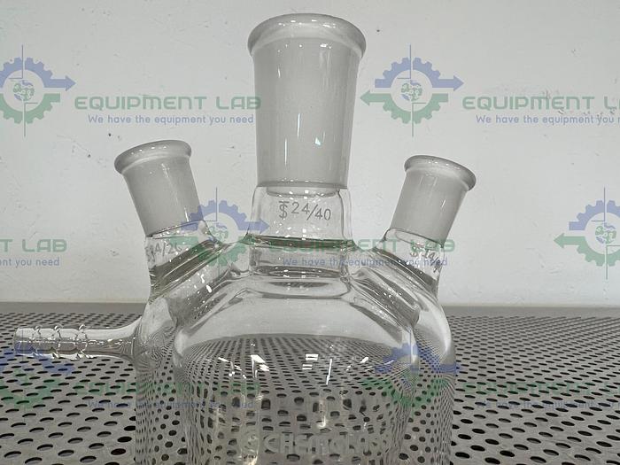 Used Chemglass 125 mL European Style 3-Neck Taper Jacketed Flask 24/40, 14/20
