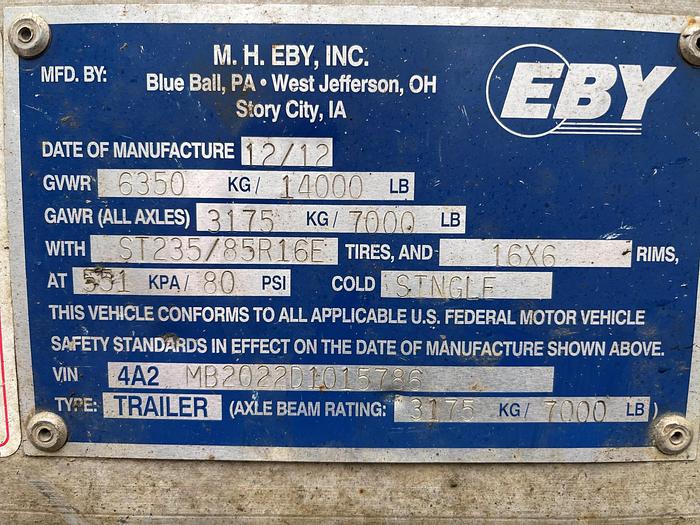 Used 2013 16ft. EBY Aluminum Trailer
