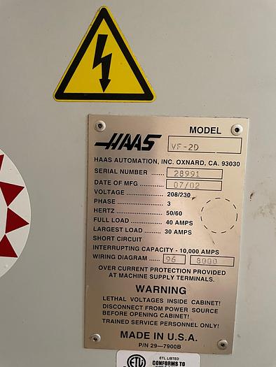 Used 2002 Haas VF2D