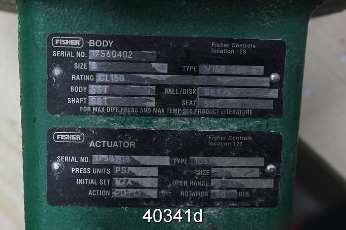 Used Fisher V150 3" Vee Ball Control Valve #40341