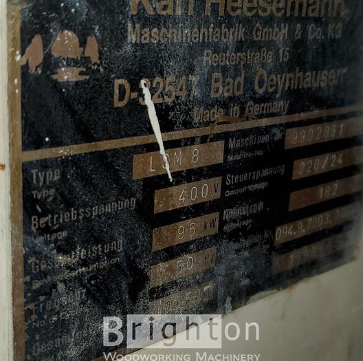 Used 1999 Heeseman LSM 8 used widebelt sander.
