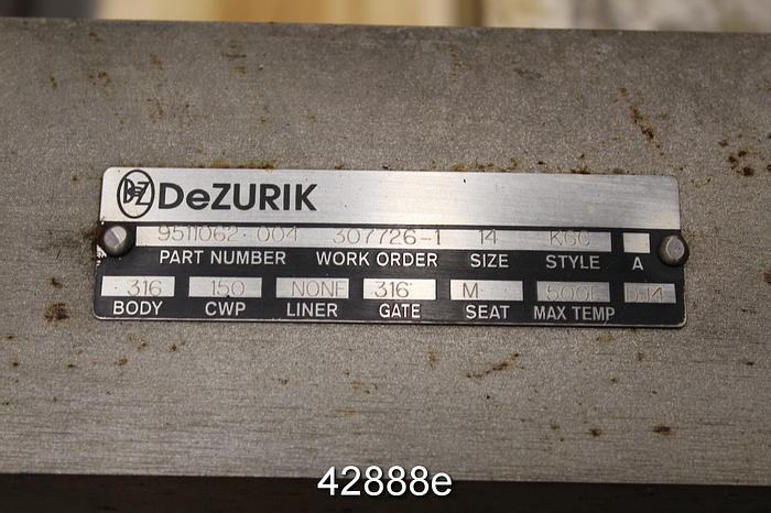 Used Dezurik 14" Hand Operated Knife Gate Valve #42888