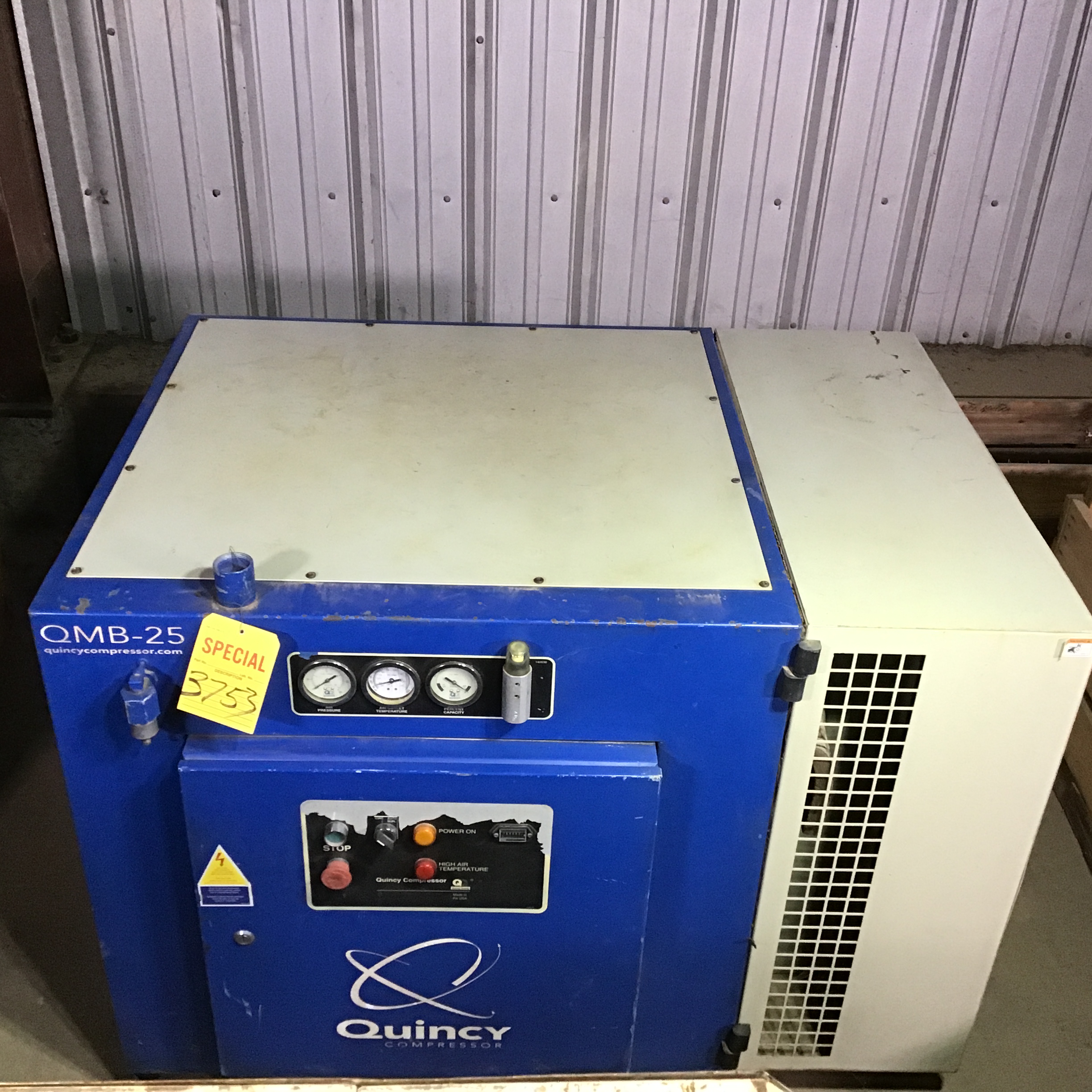 Used 25 HP Quincy Rotary Screw Air Compressor