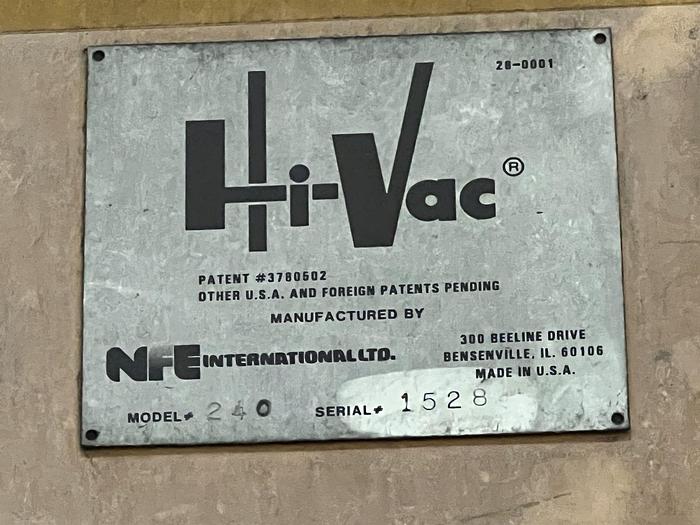 Used HI-VAC 240 PORTABLE INDUCTRIAL VACUUM SYSTEM