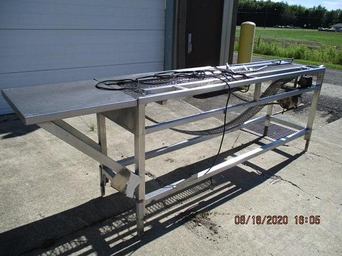 Used Conveyor w/Work Station; 6"Wx7.5'L; Wire Mesh