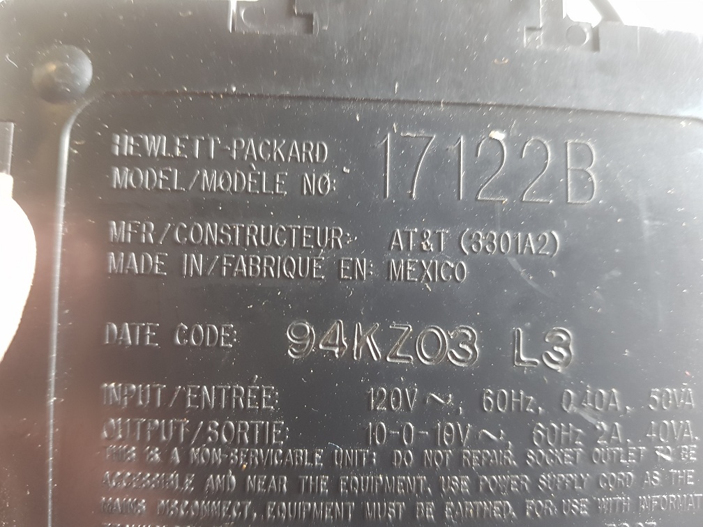 Used Hewlett Packard 17122B Power Supply