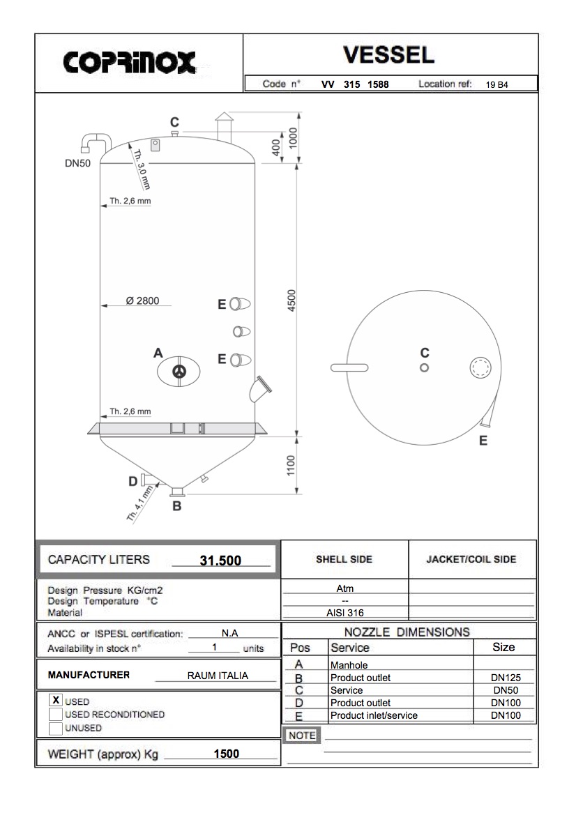 Usato Serbatoio da 31500 Litri