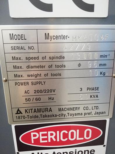 Usado Horizontal Machining Center KITAMURA mod. HX400iF