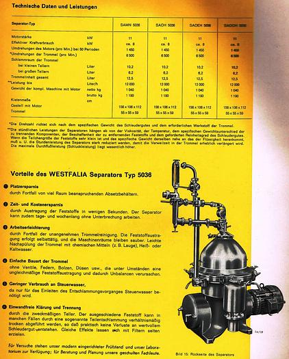 Refurbished WESTFALIA clarifier, type SAMR 5036