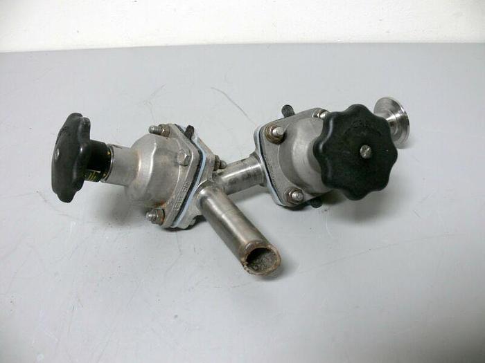 Used Lot of 2 ITT Pure-Flo 316L RA25Max Diaphragm Valves 1" Pipe 2" OD Sanitary