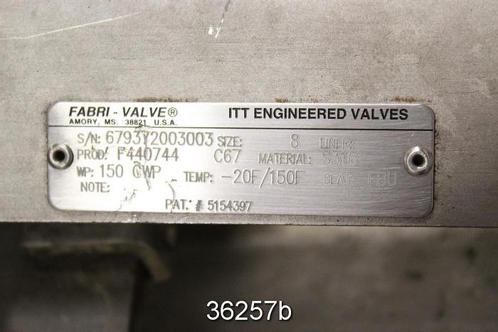 Used Fabri 8" Hand Operated Knife Gate Valve, FV-C67 #36257