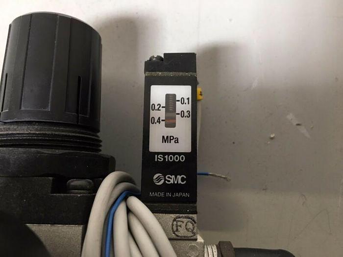 Used SMC AW2000-02 Filter Regulator, VHS2000-02 Pneumatic Residual Valve & IS1000