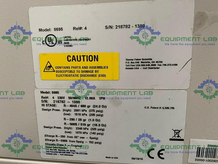 Used Thermo Scientific 8695 -86 ºC Ultra Low Laboratory Freezer 230V