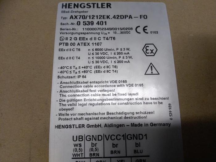 Codificador rotatorio AX70/1212EK.42DPA-FO, Hengstler, nuevo